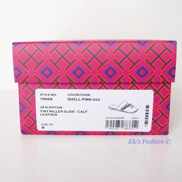 NIB Tory Burch Tiny Miller Toe Ring Leather Sandal Shell Pink US 7 10.5 AUTHENTC - Picture 16 of 16
